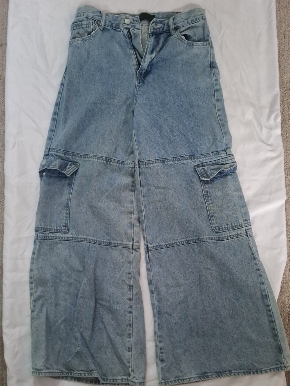 Kendall & Kylie Light Wash Wide Leg Denim Jumpsuit Pants